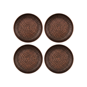 Antique Bronze Metal Drink Coasters Set of 4 Eco Friendly Round Hammered Copper <b>Table</b> <b>Protector</b> for Hotel Restaurant Bar Use - Product Image 6