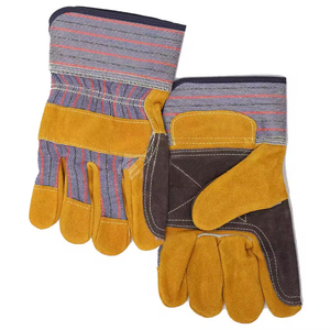 Gants de travail en cuir de vachette robuste avec paume en cuir double, gants de sécurité personnalisés imprimés pour usage industriel - Product Image 1