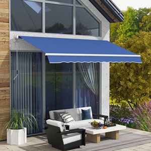Toldo Retráctil Manual de 12 Pies x 10 Pies para Terrazas Exteriores, Color Azul Oscuro, Diseño Ajustable y Versátil - Product Image 2