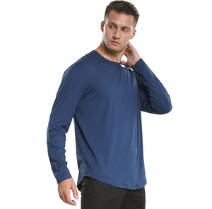 Custom Logo Solid Men's Long Sleeve O-Neck <b>Shirts</b> 100% Cotton Quick Dry Breathable Loose Fit Casual Summer Athletic Wear - Product Image 6