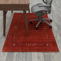 Tapis en laine noué à la main rouge rouille moderne avec motif géométrique tribal, tapis fait main pour salon et décoration intérieure