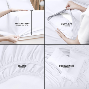 <b>King</b> <b>Size</b> Fitted Plain Waterproof High Quality Disposable Hotel Use 100% Cotton Flat Fitted <b>Sheet</b> Sets of 4-Piece - Product Image 3