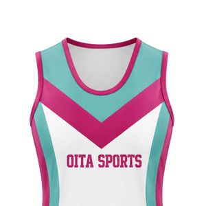 Vestido de Netball Sublimado Blanco y Rosa, Uniforme Deportivo sin Mangas para Mujer, Jersey para Partidos, Ropa de Entrenamiento en Equipo, Rendimiento Atlético - Product Image 5