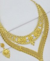 Parure de bijoux collier avec boucles d'oreilles en laiton plaqué or pur parure de bijoux collier design haute qualité Émirats arabes unis Dubaï