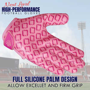 Gants de football américain personnalisés roses pour l'hiver, extérieur, avec grip adhésif, respirants, légers, à doigts complets, fermeture à cordon réglable, unisexe - Product Image 3