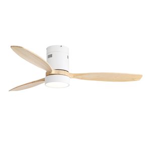 Ventilatore da soffitto a LED da 52 pollici a montaggio a incasso, con 3 pale in legno massello, motore silenzioso reversibile, telecomando, modello W882P244711 - Product Image 1