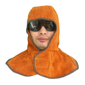 Capucha de soldadura de cuero al por mayor, capucha protectora de soldador de cuero de vaca amarillo, capucha de seguridad para soldadura amarilla - Product Image 2