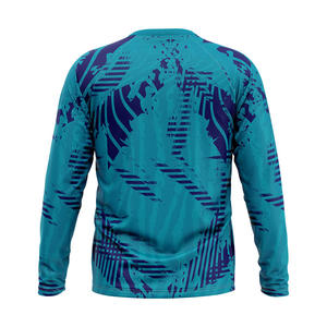 Camiseta Deportiva RICSA de Manga Larga para Hombre, Cuello Redondo, Estampado por Sublimación, Secado Rápido, Poliéster, Color Verde Azulado y Morado, Ropa Deportiva para Adultos - Product Image 3