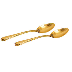 Ensemble de couverts de grande taille pour usage domestique, couverts de mariage en or poli avec manche en forme de fleur - Product Image 3