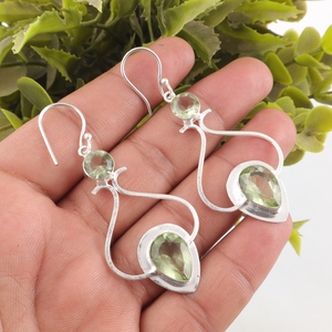 Pendientes de amatista verde hechos a mano en India con plata de ley 925, joyería para mujeres y niñas, ideales para usar en bodas. - Product Image 3