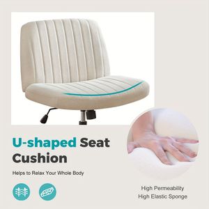 Sedia a dondolo girevole girevole ampia scrivania senza braccioli a gambe incrociate per ufficio casa tessuto compito Vanity sedia per Gaming soggiorno - Product Image 5