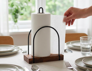 Porte-serviettes en bois et fer, design classique fait main, grand porte-mouchoirs brun, support élégant pour la table, pour une utilisation en cuisine - Product Image 3