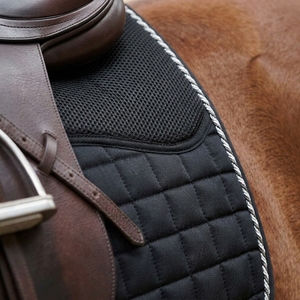 <b>Double</b> Padded Dressage Saddle Pad Black <b>Quilted</b> Design Polyester Filling Mesh Lining Training Use - Product Image 2