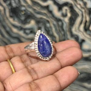 High quality Natural Tanzanite Gemstone <b>Brass</b> Silver Plated <b>Rings</b> for women handmade factory price trending jewelry - Product Image 4