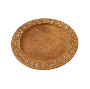 Assiettes de présentation en bois de noyer brun pour la vaisselle de fête, assiettes de présentation rondes en bois d'acacia et de mangue de haute qualité - Product Image 2