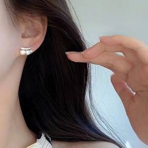 Boucles d'oreilles en argent S925, élégantes, douces, en perles d'eau douce, bijoux personnalisés, luxe léger - Product Image 3