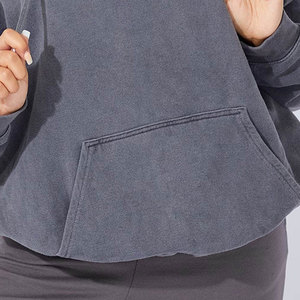 Hoodies décontractés vintage personnalisés pour femmes, à manches longues, épaules tombantes, couleur unie, en molleton épais, effet délavé à l'acide - Product Image 5