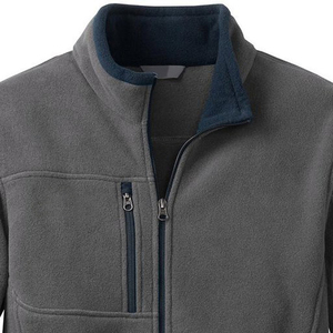 Chaqueta de Forro Polar Gris Oscuro para Hombre, Cuello Alto, Casual, Invierno, Resistente al Viento, Transpirable, con Cierre y Bolsillo Frontal - Product Image 2