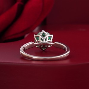 14K <b>Gold</b> Prong Set 2.00 CT Green Portuguese Cut Lab Grown Diamond <b>Cocktail</b> Statement <b>Ring</b> - Product Image 4
