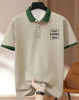 Men's Navy Blue 100% Cotton Customizable for Shirt Short Sleeve Solid Breathable Casual Front Logo Print Regular Fit