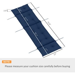 "Tufted <b>Navy</b> Blue 74.8"x22" Patio Chaise Lounge Cushion with <b>Ties</b> 4" Thick" - Product Image 3