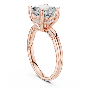 เครื่องประดับทองคำชมพู 14k ยอดนิยม ชุบออกซิไดซ์ ประดับเพชรทรง Asscher แบบสี่ขา ฝังเพชรเพาะเลี้ยง สวยงาม เหมาะเป็นของขวัญหมั้นสำหรับเธอ - Product Image 4