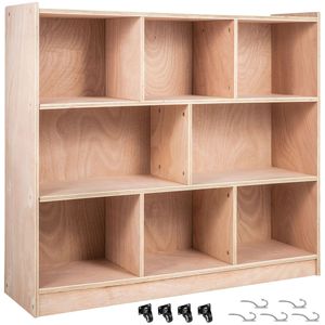 Armadio Scolastico a 8 Scomparti, 36 Pollici di Altezza, in Compensato con Ruote e Ripiani per Bambini dell'Età Prescolare - Product Image 6