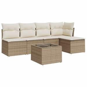 Conjunto de Sofás Modulares Grandes de Ratán Sintético PE Beige para Jardín, Muebles Modulares Cómodos para Exteriores - Product Image 2