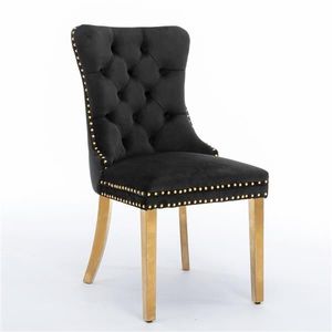 Modern High-End Contemporary Velvet Upholstered Dining Chair Solid Wood Tufted Design Golden Stainless Steel Furniture - Product Image 3