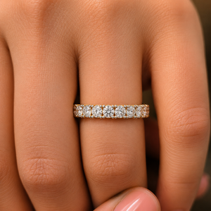 Bagues de mariage en or massif 14 carats avec diamants ronds brillants de laboratoire, sertissage éternité, qualité DEF VVS, fournisseur OEM en gros - Product Image 2