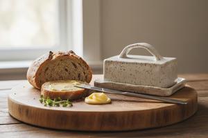 Beurrier élégant avec couvercle à poignée surélevée, plateau profond, finition brillante, rangement durable pour beurre de cuisine, pour une saveur fraîche - Product Image 6