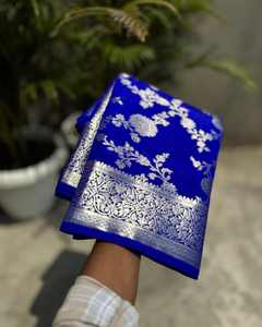 Sari Banarasi de luxe en brocart Moti Work, 100 % polyester, tissé à la main, traditionnel, pour mariage, fête, tenue ethnique pour femmes - Product Image 2