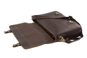 Vintage Leather Briefcase Premium Distressed Laptop Satchel for Men Multi Compartment Business <b>Work</b> <b>Bag</b> with Adjustable Strap - Product Image 4