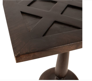 Brown Wooden Side <b>Table</b> Square Accent <b>Table</b> Metal Top End <b>Table</b> Sofa Bedside <b>Table</b> for Living Room - Product Image 5