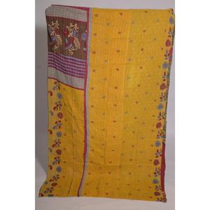 ผ้าห่มกันธาวินเทจ ทำมือ ลายดอกไม้ ผ้าฝ้ายอินเดีย สไตล์โบโฮ ผ้าคลุมเตียง ผ้าห่มตกแต่งบ้านแบบสองด้าน - Product Image 2