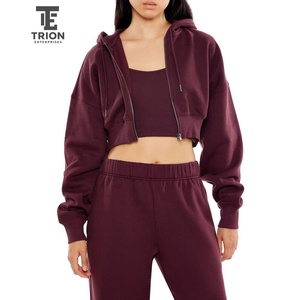 Sudadera con Capucha de Alta Calidad para Mujer, Estilo Urbano, Oversize, Corta, con Cierre, para Invierno - Product Image 6