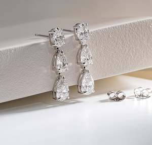 Boucles d'oreilles en diamant de laboratoire taille poire vintage de haute qualité, certifiées IGI, en argent 925, pour mariage, fiançailles, cadeau - Product Image 2