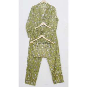 Conjunto de Pijama Floral de Manga Larga de Algodón Suave y Transpirable para Fiesta Nupcial, Cintura Elástica, Ropa de Dormir de Verano - Product Image 5