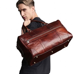<b>Men's</b> Brown Genuine <b>Leather</b> Weekender Duffle <b>Bag</b> Large Zipper <b>Travel</b> <b>Bag</b> Luxury <b>Leather</b> Duffle <b>Bag</b> <b>Men</b> and Women - Product Image 1