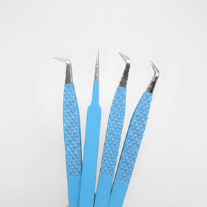 Pinces à extensions de cils personnalisées, outils professionnels pour les artistes en cils aux États-Unis, couleur bleu ciel, fabrication artisanale OEM, outils de beauté. - Product Image 1
