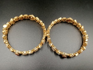 Gold Plated Women's Bangles With <b>Red</b> Zircon And Pear Cut Stone Bezel Setting Classic Wedding Jewelry every day wear - Product Image 4