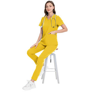 Uniformes Médicos Elegantes para Doctoras y Enfermeras, OEM 2026, de Primera Calidad, Tejido Suave de Poliéster, Rayón y Spandex, con Bolsillos - Product Image 3