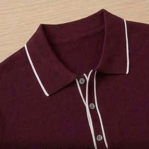 Polo homme léger coupe ajustée décontracté avec col à bordure blanche et patte de boutonnage à 3 boutons pour l'été - Product Image 2