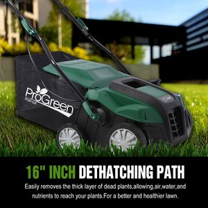 2-in-1 16 \ "Dethatcher scarificatore 15 Amp elettrico prato Dethatcher rimovibile 58QT sacco da giardino scarificatore aeratore manuale - Product Image 3