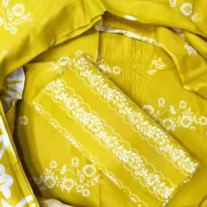 Cotton <b>Block</b> <b>Printed</b> Material With Mulmul Dupatta Elegant Salwar Kameez Material Indian Pakistani Style Suit Daily & Office Wear - Product Image 2
