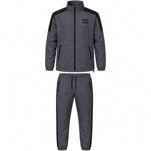 Windproof Hooded Solid Nylon Fabric <b>Zip</b> Pocket Chest Design Two Piece Windbreaker Set Custom Color Combination Wholesale Bulk - Product Image 3