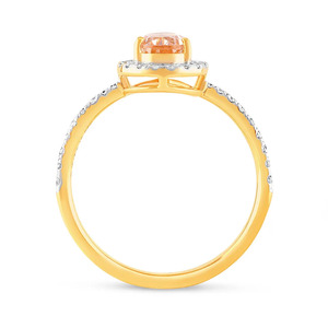 Peach Pear Shape Halo Diamond Gold Ring - Product Image 3