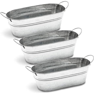 Wholesale Galvanized Metal Ice Bucket With Durable Wooden Handles Rust-Resistant Oval Beverage Tub For Chilling Wine <b>Beer</b> - Product Image 4