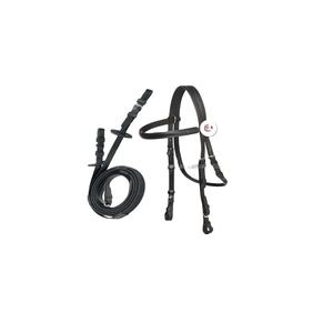 Brida de PVC de caballo negro, con rieles de calidad - Product Image 1