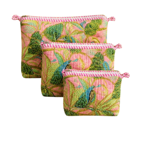 Juego de 3 Bolsas Acolchadas de Algodón con Estampado Jaipur Premium, Tintes No Tóxicos, Cierre de Cremallera Resistente, Impermeables y Ligeras - Product Image 1